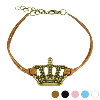 Bracelet fantaisie en similicuir avec couronne