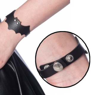 Bracelet femme chauve-souris en similicuir noir