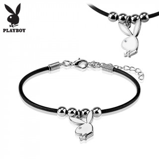 Bracelet femme en similicuir avec lapin Playboy et perles de mtal