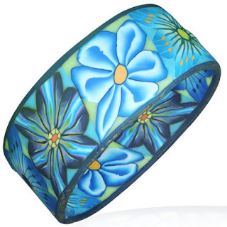 Bracelet flexible bleu à imprimé fleural