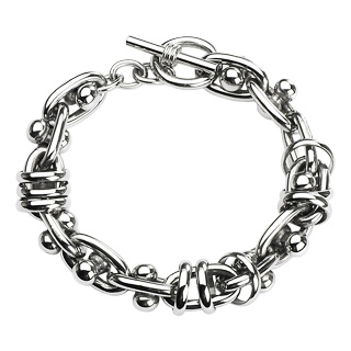 Bracelet homme acier  anneaux entre-croiss