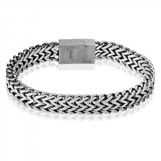 Bracelet homme acier  maille en "W" et fermeture magnetique