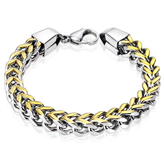 Bracelet homme acier  mailles Duo en "V"