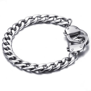 Bracelet homme acier  attaches en forme de menottes