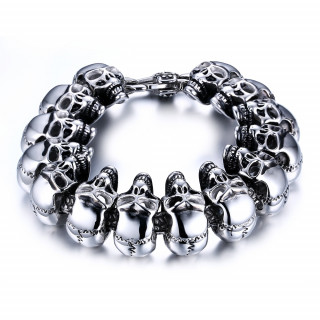 Bracelet homme acier Biker Skull Chain