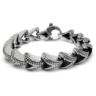 Bracelet homme acier à maillons style écailles de dragon