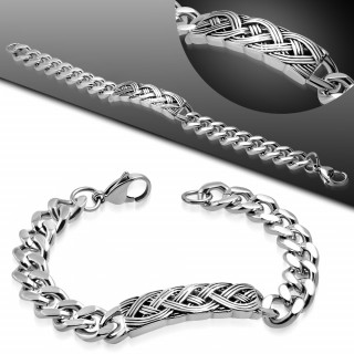 Bracelet homme acier  plaque tresse style celtique