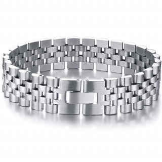 Bracelet homme acier style chenille large