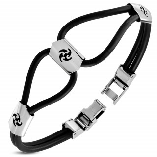 Bracelet homme cables  plaques shurikens