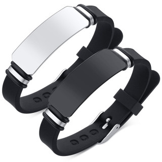 Bracelet homme caoutchouc à plaque d'acier