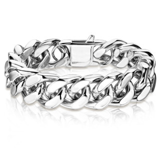 Bracelet homme chaine large inox à maillons ovales