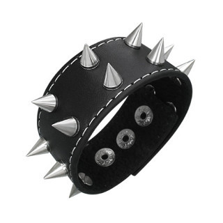 Bracelet homme cuir Twin Line Spike