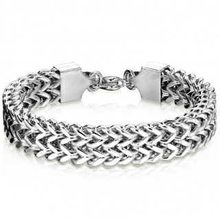 Bracelet homme double chaine  maillons en V - Inox