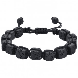 Bracelet homme en cubes de pierre volcanique