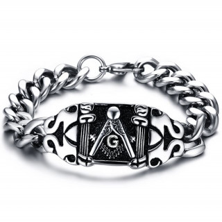 Bracelet homme Franc-maon  larges maillons d'acier