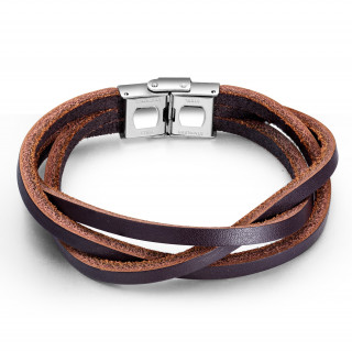 Bracelet homme  lanires de cuir en trio - Marron