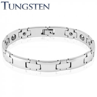 Bracelet homme magntique en tungstne  jonctions en croix