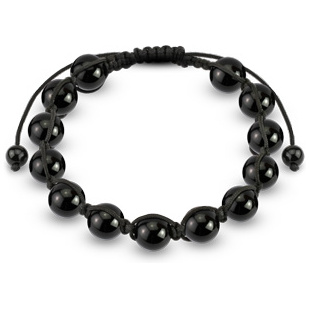Bracelet homme  perles d'acier noires