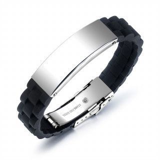 Bracelet homme silicone à plaque d'acier