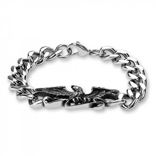 Bracelet homme style biker avec aigle en vol