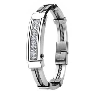 Bracelet tresse d'acier et pierres claires