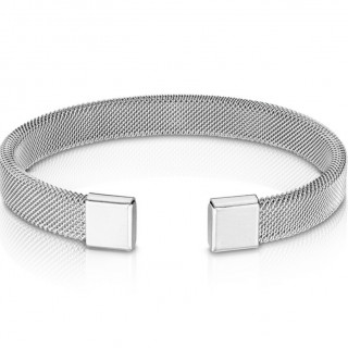 Bracelet inox semi-rigide  mailles d'acier