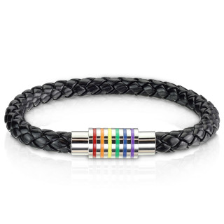 Bracelet LGBT Friendly  tresse similicuir