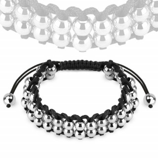 Bracelet mixte en corde avec perles en acier argentes