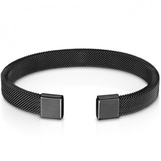 Bracelet noir semi-rigide  mailles d'acier