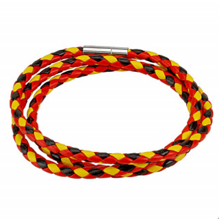 Bracelet tress tricolore noir, rouge et jaune  3 tours