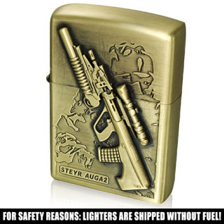 Briquet tempête cuivré avec fusil "STEYR AUG A2" et soldat