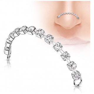 Chaine argente  cristaux pour double piercing de nez