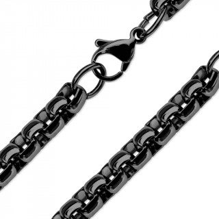 Chaine courte (49cm) en acier noir à boucles rondes