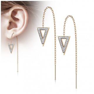 Chaines d'oreilles en acier Cuivr  triangles de cristaux