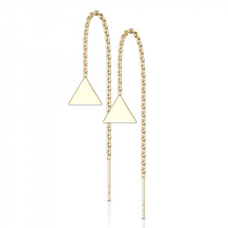 Chaines d'oreilles en acier dor  petit triangle suspendu