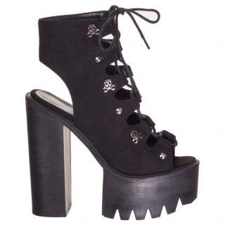 Chaussures compens�es noires � cranes mod�le Lucille - Banned