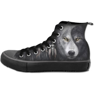 Chaussures gothiques Sneakers homme avec loup inspiration Yin et Yang