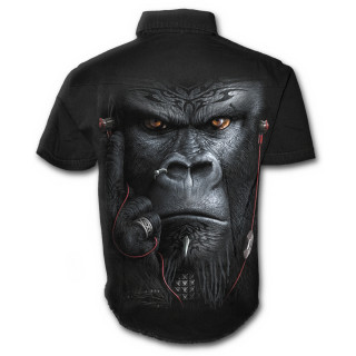 Chemise gothique homme  manches courtes  gorille tatou tribal avec couteurs