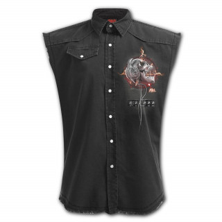 Chemise sans manche  crane rock et casque squelette