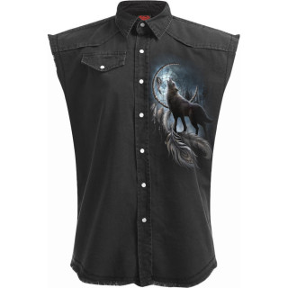 Chemise sans manche  loup en fort et attrape rves amrindien