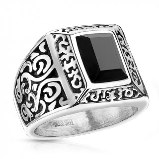 Chevalire vintage  pierre noire carre