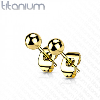 Clous / boucles d'oreilles Titane doré à boules