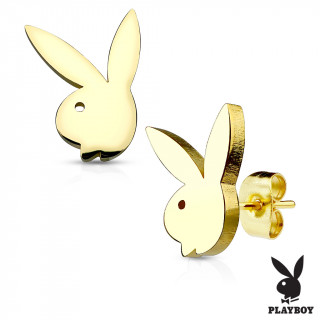 Clous d'oreille  lapin Playboy dors (paire)