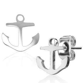 Clous d'oreille ancre marine en acier inox