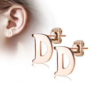 Clous d'oreille lettre alphabet D en acier cuivr (la paire)