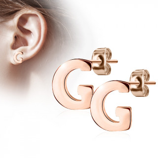 Clous d'oreille lettre alphabet G en acier cuivré (la paire)
