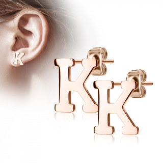 Clous d'oreille lettre alphabet K en acier cuivr (la paire)