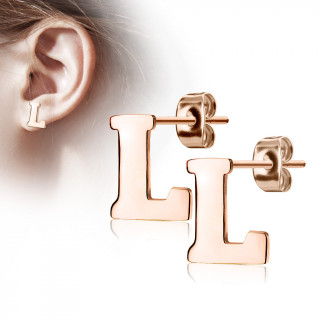 Clous d'oreille lettre alphabet L en acier cuivr (la paire)