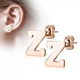 Clous d'oreille lettre alphabet Z en acier cuivr (la paire)