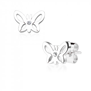 Clous d'oreille papillon ajouré acier (paire)